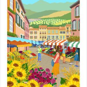 Torchon Marché aux fleurs