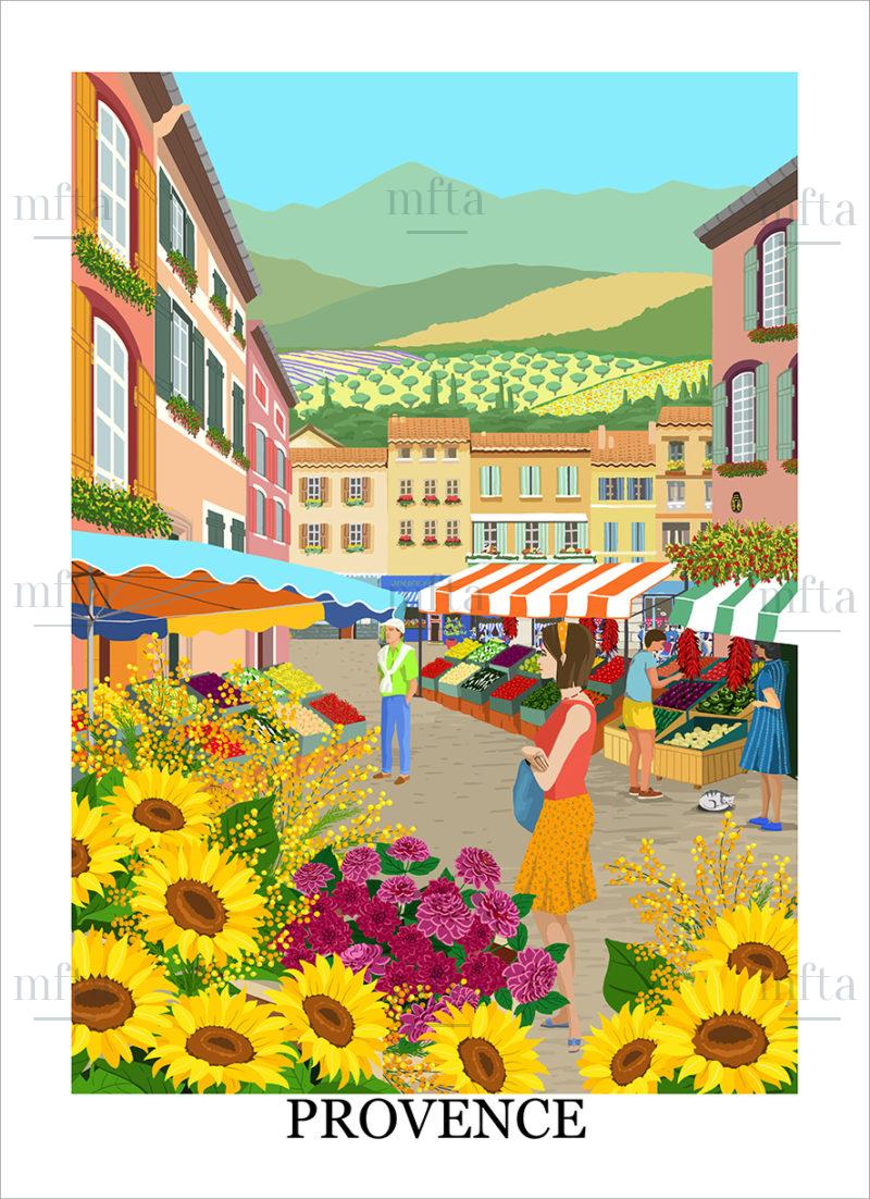 Torchon Marché aux fleurs